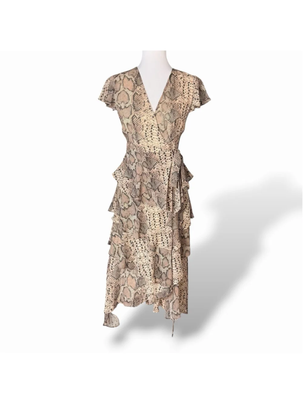 Anthropologie HUTCH NWT Serpentine Ruffled Midi Wrap Dress V Neck XS PETITE